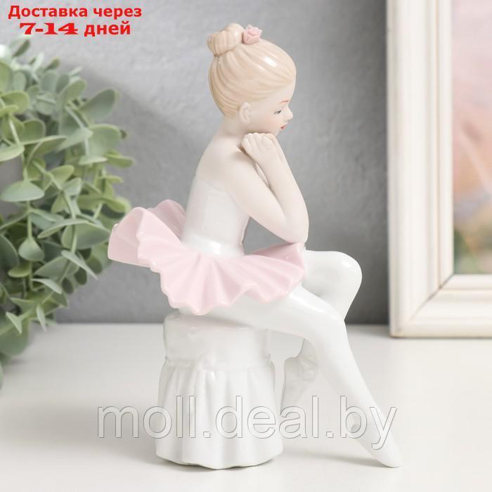 Сувенир керамика "Малышка-балерина в пачке с розовой юбкой на пуфе" 15х10,5х7,5 см - фото 5 - id-p223665039