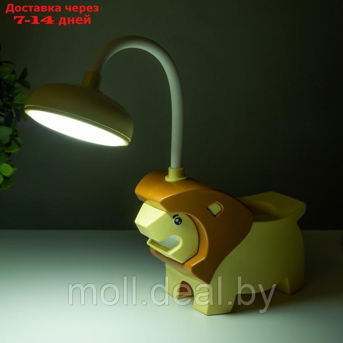 Настольная лампа "Львёнок" LED USB АКБ желто-шоколадный 7,5х13х29 см - фото 4 - id-p223649573