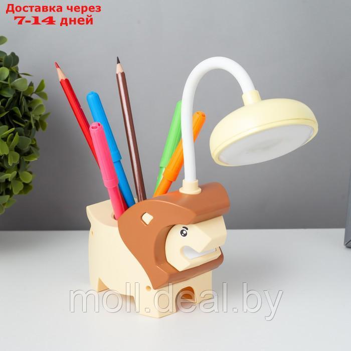 Настольная лампа "Львёнок" LED USB АКБ желто-шоколадный 7,5х13х29 см - фото 5 - id-p223649573