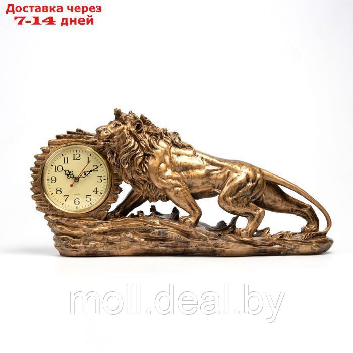 Часы настольные "Лев", дискретный ход, d-11 см, 1АА, 48 х 8.5 х 23.4 см