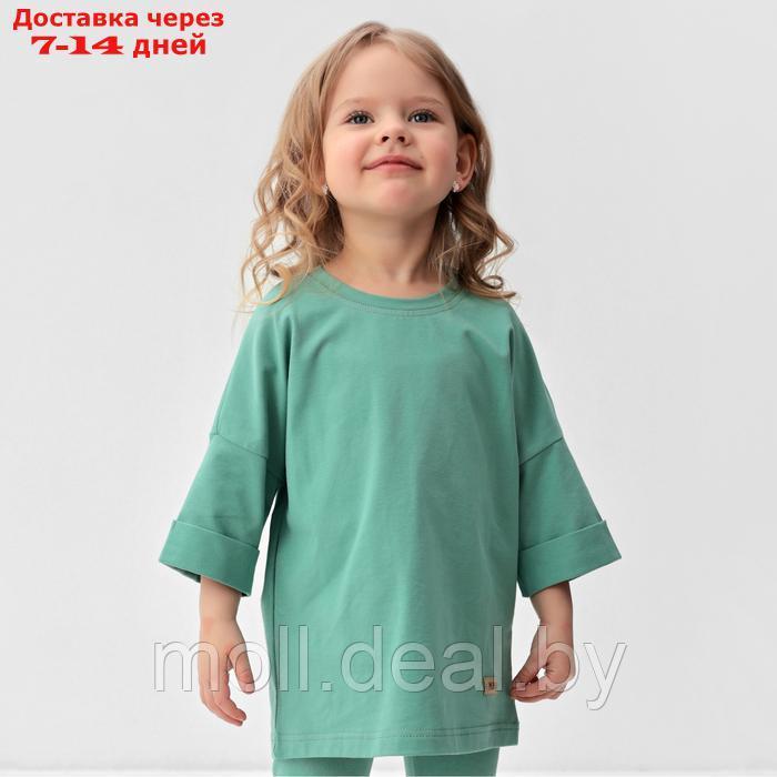 Костюм для девочки (футболка, лосины) MINAKU цвет оливковый, рост 122 см - фото 3 - id-p223665577