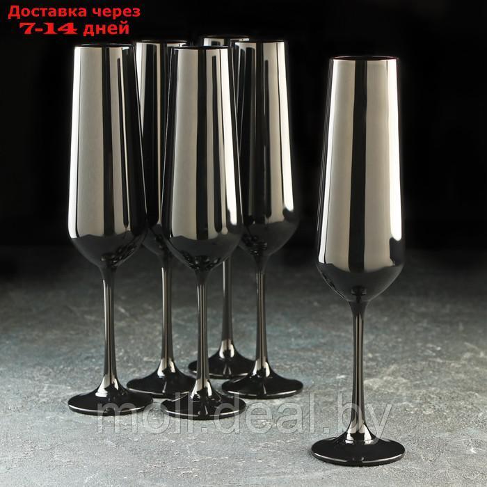 Набор бокалов для шампанского 200 мл "Сандра"черный, 6 шт - фото 1 - id-p223650954