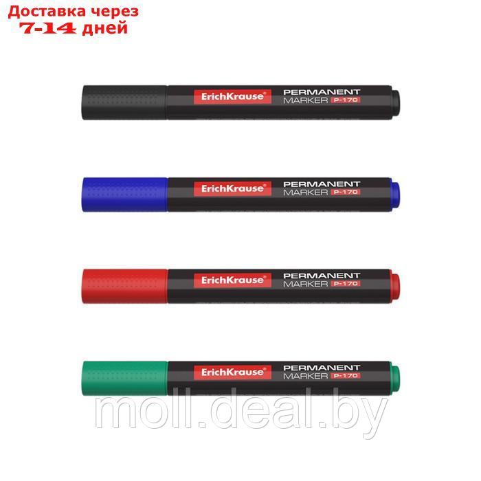 Набор маркеров перманентных ErichKrause P-170, 4 штуки, 2.0 мм, чернила на спиртовой основе, чёрный, синий, - фото 2 - id-p223653817