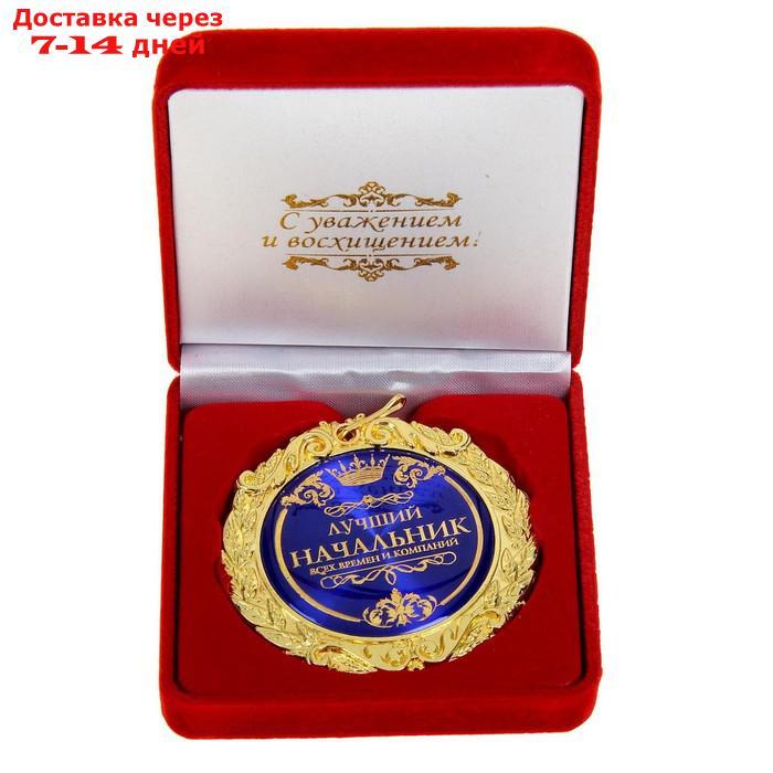 Медаль в бархатной коробке "Лучший начальник", d=7 см, 8,9 х 8,9 х 3,8 см - фото 1 - id-p223668430