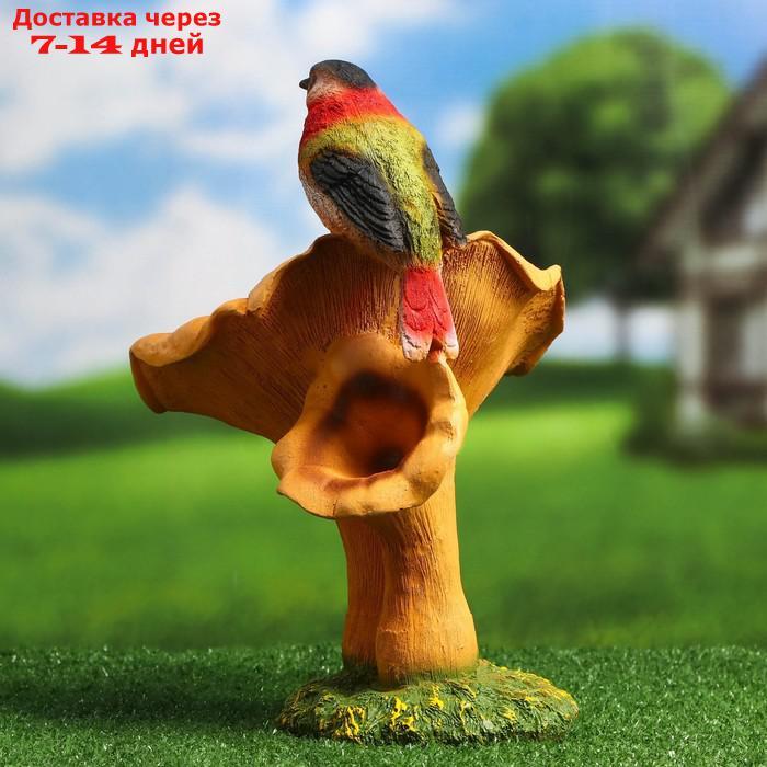 Садовая фигура "Гриб рыжик с птичкой" 20*22*32 см - фото 2 - id-p223665178