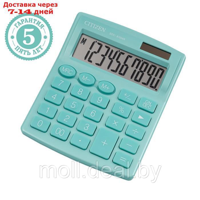 Калькулятор настольный Citizen 10 разрядный, 127 х 105 х 21 мм, 2-е питание, бирюзовый - фото 1 - id-p223660296