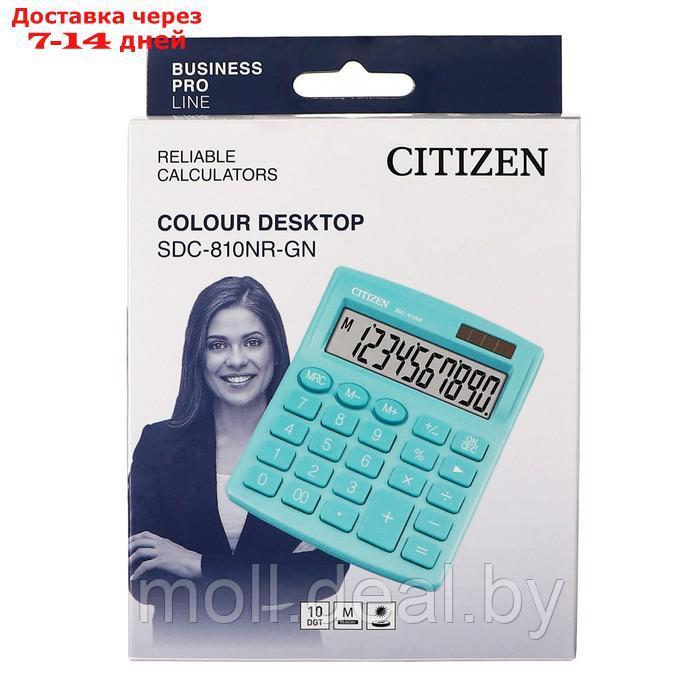 Калькулятор настольный Citizen 10 разрядный, 127 х 105 х 21 мм, 2-е питание, бирюзовый - фото 6 - id-p223660296