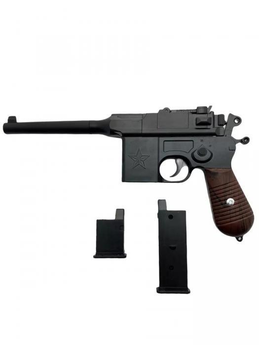 Игрушечный пистолет с пульками пневматический стреляющий железный детский Mauser c96 игрушка для мальчиков - фото 5 - id-p223770761