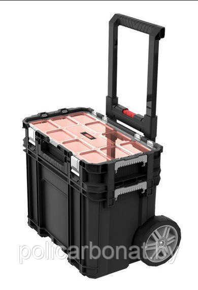 Набор ящиков для инструментов на колесах Keter Connect Cart + organizer set 58,8L, чёрный/красный - фото 5 - id-p223772711