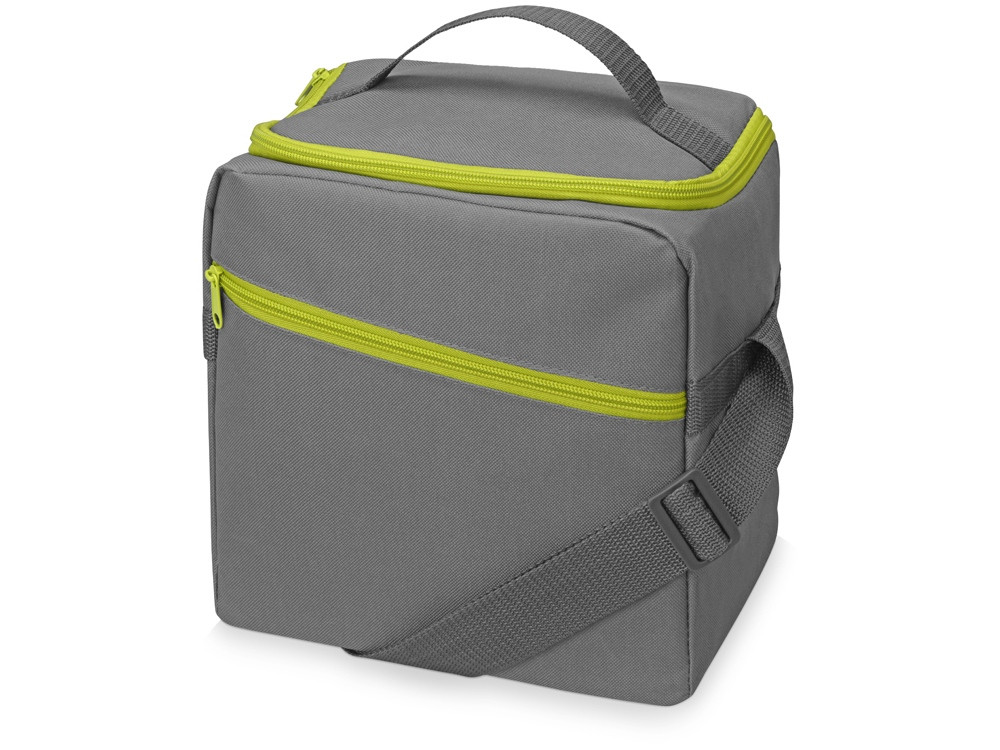 Изотермическая сумка-холодильник Classic c контрастной молнией, серый/зел яблоко - фото 1 - id-p223773377