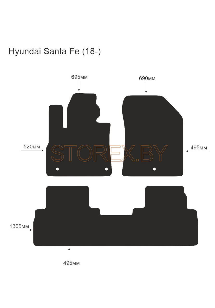 Коврики в салон Hyundai Santa Fe (18-) ворс - фото 1 - id-p223772722