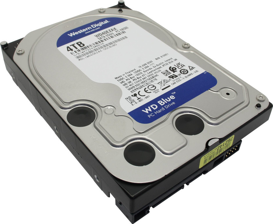 Жёсткий диск HDD 4 Tb SATA 6Gb/s Western Digital Blue WD40EZAX 3.5" 5400rpm 256Mb - фото 1 - id-p220695309
