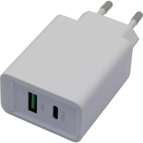 Зарядное устройство Vention FBBW0-EU 2-port USB(A+C) Wall Charger (18W/20W) EU-Plug White - фото 1 - id-p223775991