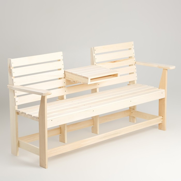 Скамейка, 160×60×90см, из липы, с выдвижным столиком, "Добропаровъ" - фото 1 - id-p223793220