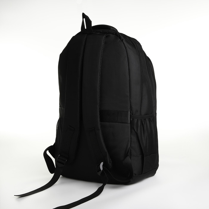 Рюкзак молодёжный из текстиля на молнии, 4 кармана, цвет чёрный - фото 2 - id-p223793153