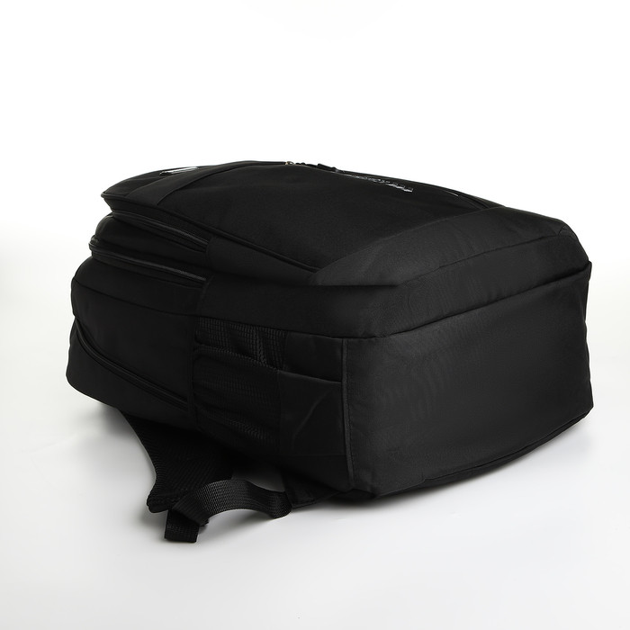 Рюкзак молодёжный из текстиля на молнии, 4 кармана, цвет чёрный - фото 3 - id-p223793153