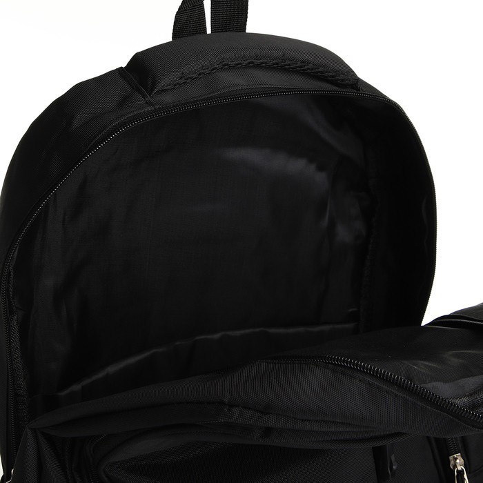 Рюкзак молодёжный из текстиля на молнии, 4 кармана, цвет чёрный - фото 4 - id-p223793153