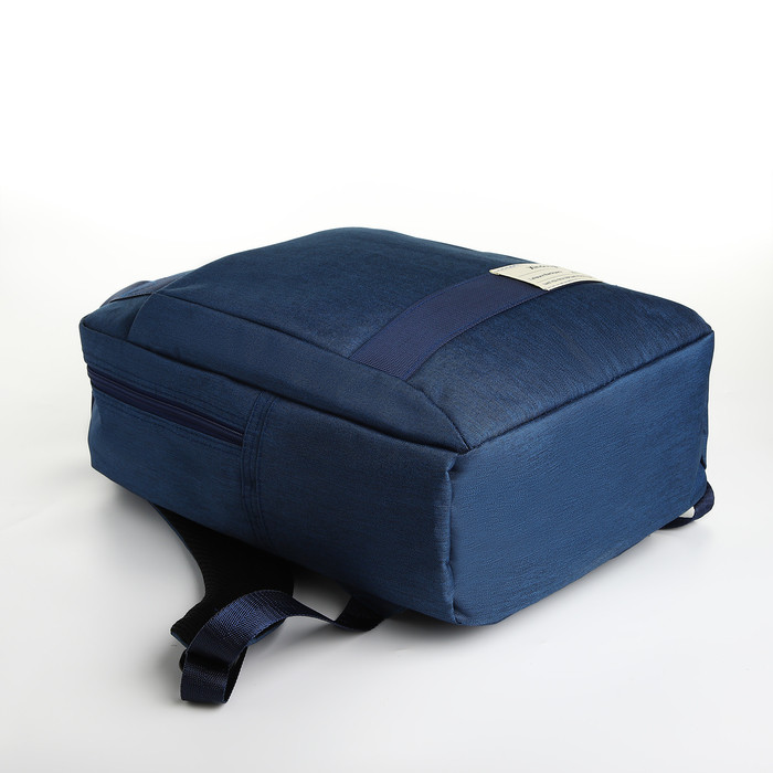 Рюкзак-сумка из текстиля на молнии, 3 кармана, отдел для ноутбука, цвет синий - фото 3 - id-p223793156