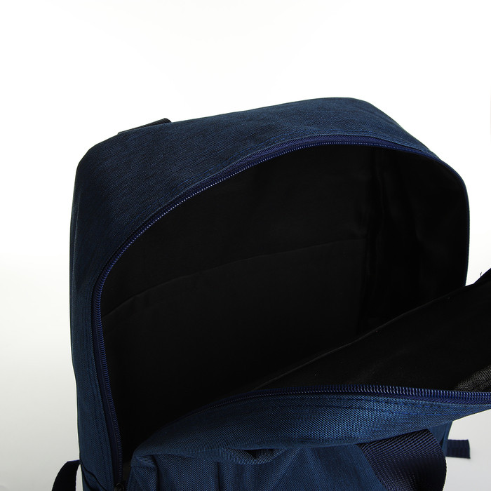 Рюкзак-сумка из текстиля на молнии, 3 кармана, отдел для ноутбука, цвет синий - фото 4 - id-p223793156