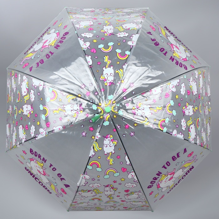 Зонт - трость полуавтоматический «Единороги», 8 спиц, R = 43 см, цвет МИКС - фото 4 - id-p223793165