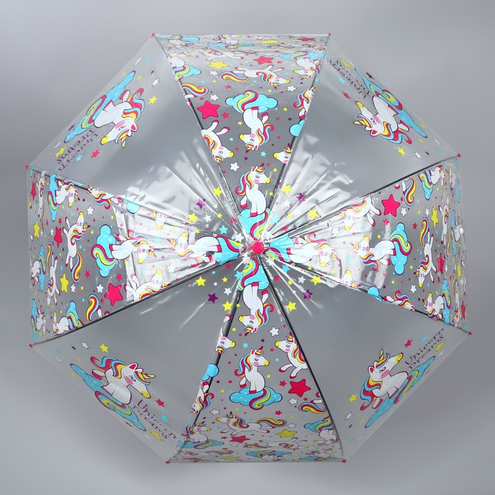 Зонт - трость полуавтоматический «Единороги», 8 спиц, R = 43 см, цвет МИКС - фото 6 - id-p223793165