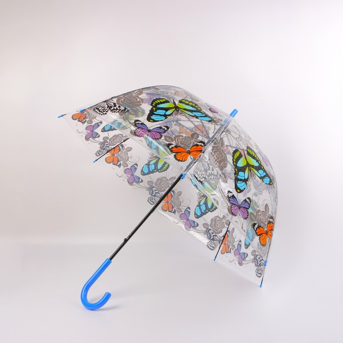Зонт - трость полуавтоматический «Бабочки», 8 спиц, R = 40 см, рисунок МИКС - фото 1 - id-p223793169