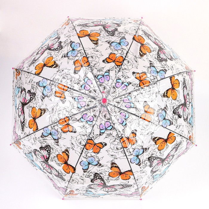 Зонт - трость полуавтоматический «Бабочки», 8 спиц, R = 40 см, рисунок МИКС - фото 5 - id-p223793169