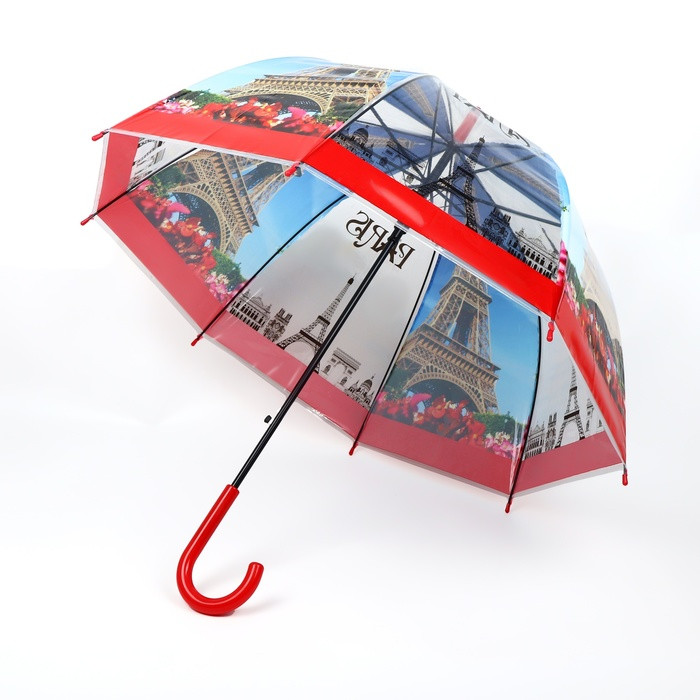 Зонт - трость полуавтоматический «Париж», 8 спиц, R = 41 см, рисунок МИКС - фото 1 - id-p223793173