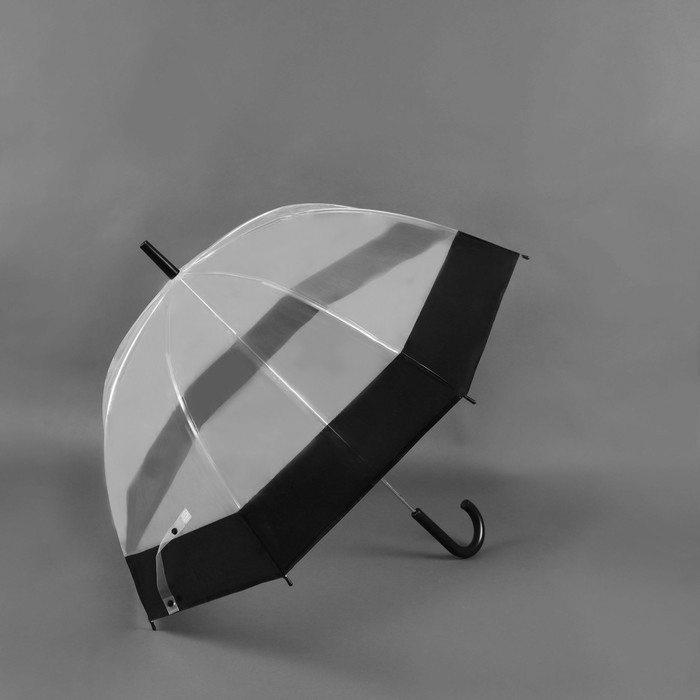 Зонт - трость механический «Кант», 8 спиц, R = 43 см, цвет чёрный/прозрачный - фото 1 - id-p223793175