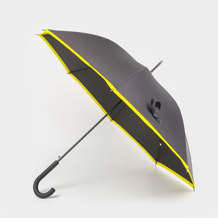 Зонт - трость полуавтоматический «Кант», 8 спиц, R = 51 см, цвет чёрный/жёлтый - фото 1 - id-p223793179