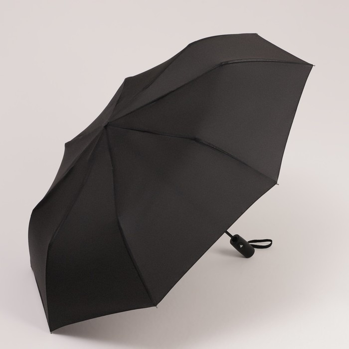 Зонт полуавтоматический «Однотонный», 3 сложения, 8 спиц, R = 49 см, цвет чёрный - фото 1 - id-p223793183