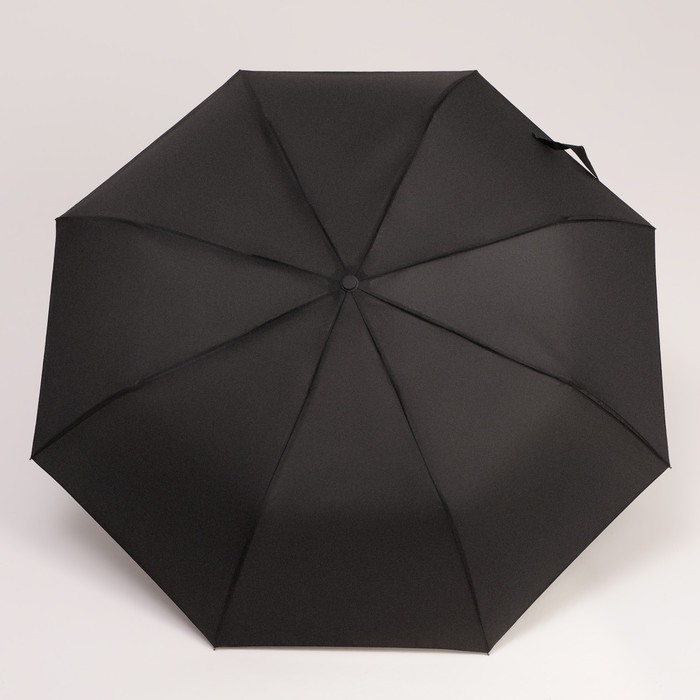 Зонт полуавтоматический «Однотонный», 3 сложения, 8 спиц, R = 49 см, цвет чёрный - фото 2 - id-p223793183