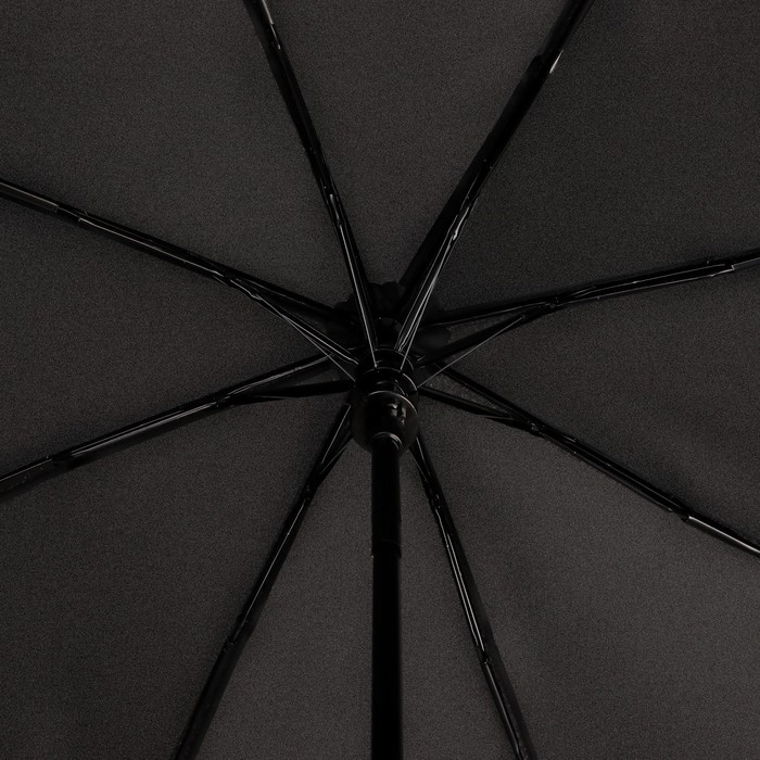 Зонт полуавтоматический «Однотонный», 3 сложения, 8 спиц, R = 49 см, цвет чёрный - фото 3 - id-p223793183