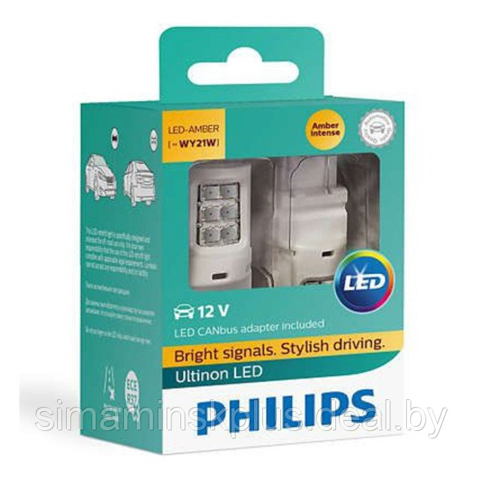 Лампа светодиодная Philips 12 В, WY21W, 4,3 Вт, Ultinon LED + Обманка 12V 21W - фото 2 - id-p223793833
