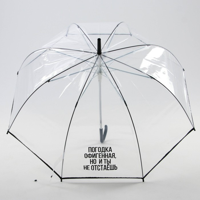 Зонт-купол "Погодка офигительная, но и ты не отстаёшь", 8 спиц, d = 88 см, прозрачный - фото 2 - id-p223793185