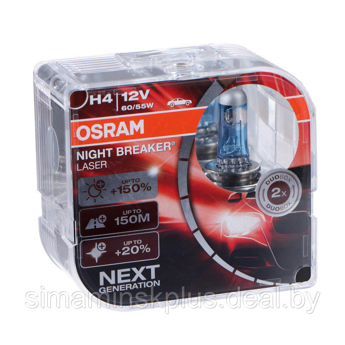 Автолампа Osram NIGHT Night Breaker Laser +150%, H4, 12 В, 60/55 Вт, 64193NL_HCB - фото 3 - id-p223793498