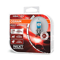 Лампа автомобильная Osram Night Breaker Laser +150%, HB4, 12 В, 51 Вт, 2 шт, 9006NL-HCB 4666