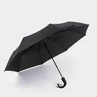 Зонт - трость полуавтоматический «Мрак», эпонж, 3 сложения, 8 спиц, R = 47 см, цвет чёрный