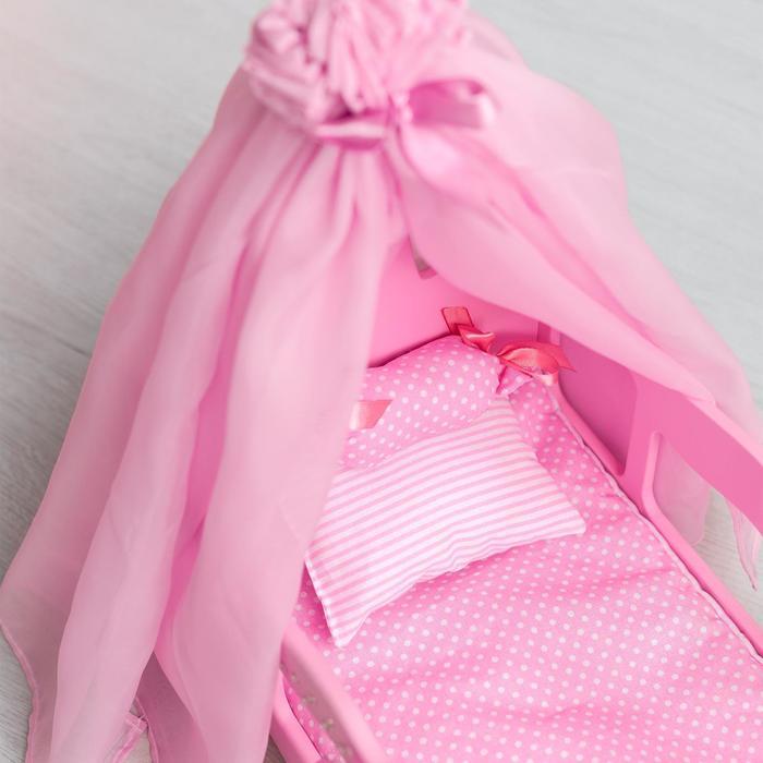 Кроватка для кукол с постельным бельем и балдахином, коллекция «Diamond princess» розовый - фото 4 - id-p223794814