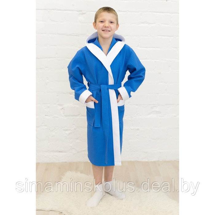 Халат для мальчика, рост 152 см, синий вафля - фото 1 - id-p223795303