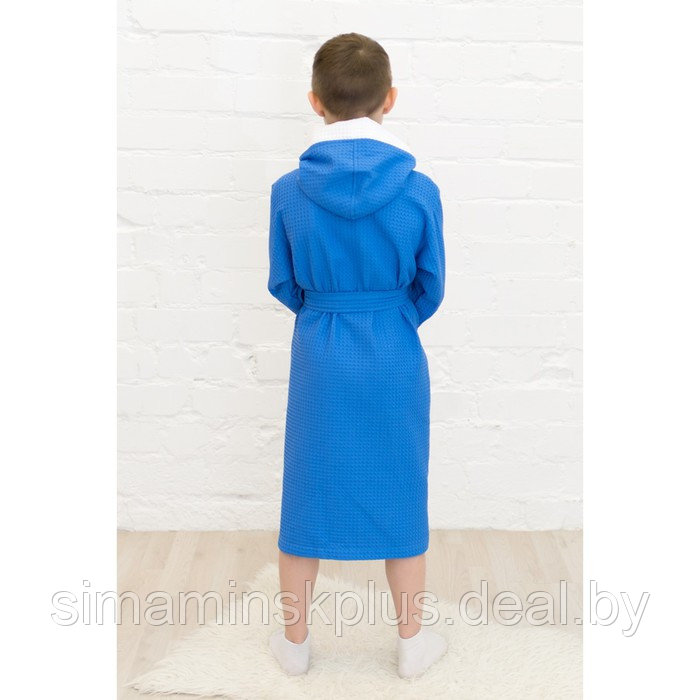 Халат для мальчика, рост 152 см, синий вафля - фото 2 - id-p223795303