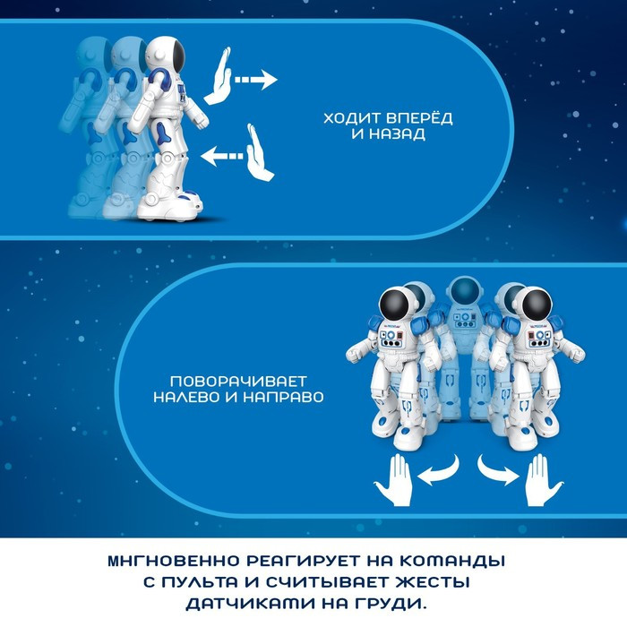 Робот радиоуправляемый «Космонавт», интерактивный, русский чип, жесты, с аккумулятором - фото 2 - id-p223795688