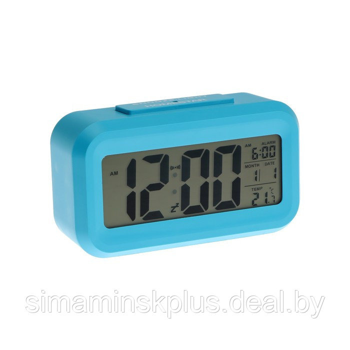 Часы HOMESTAR HS-0110, будильник, температура, подсветка, 3хААА, синие - фото 1 - id-p223795883