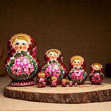 Матрёшка «Цветочки», розовое платье, 10 кукольная, 12-14 см