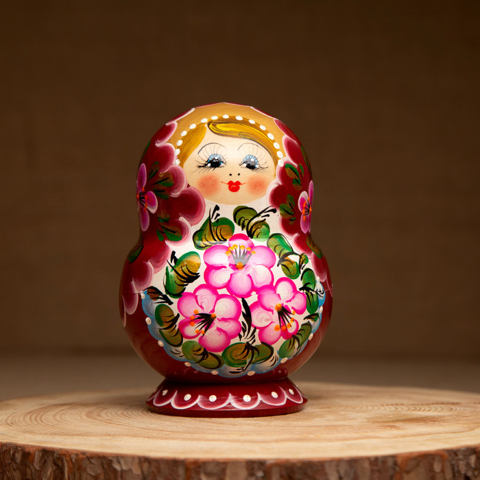 Матрёшка «Цветочки», розовое платье, 10 кукольная, 12-14 см - фото 3 - id-p223794913