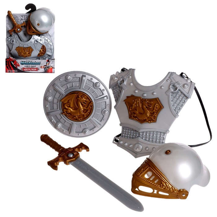 Наборы рыцаря «Гладиатор», шлем, щит, меч, доспехи - фото 1 - id-p223795729