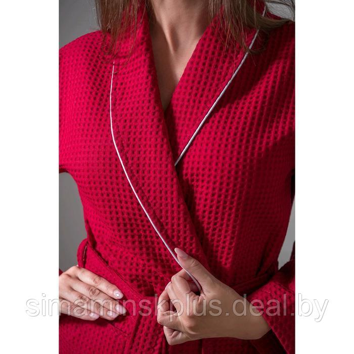 Халат женский, шалька+кант, размер 44, цвет бордовый, вафля - фото 4 - id-p223795387