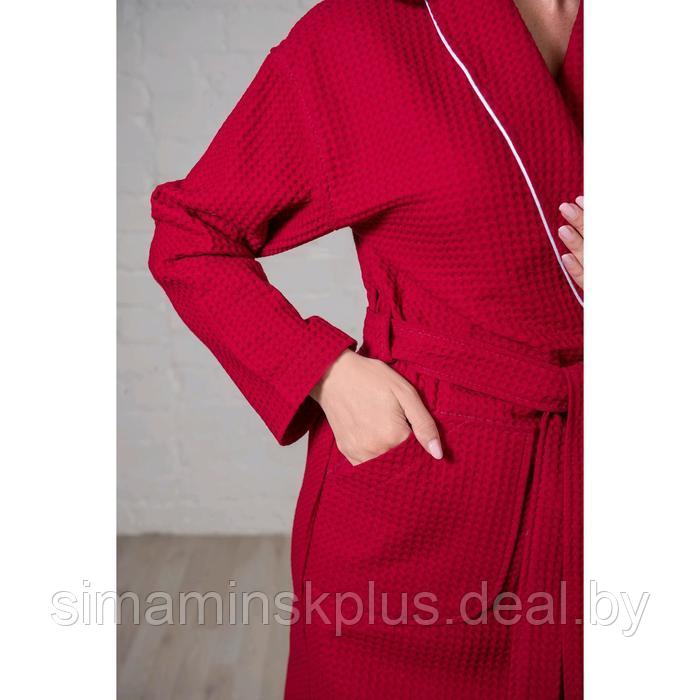 Халат женский, шалька+кант, размер 46, цвет бордовый, вафля - фото 3 - id-p223795390