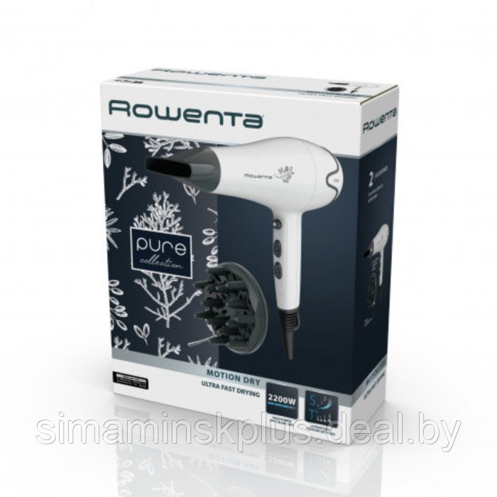 Фен Rowenta CV5708F0, 2200 Вт, 3 скорости, 2 температурных режима, диффузор, бело-серый - фото 4 - id-p223795603