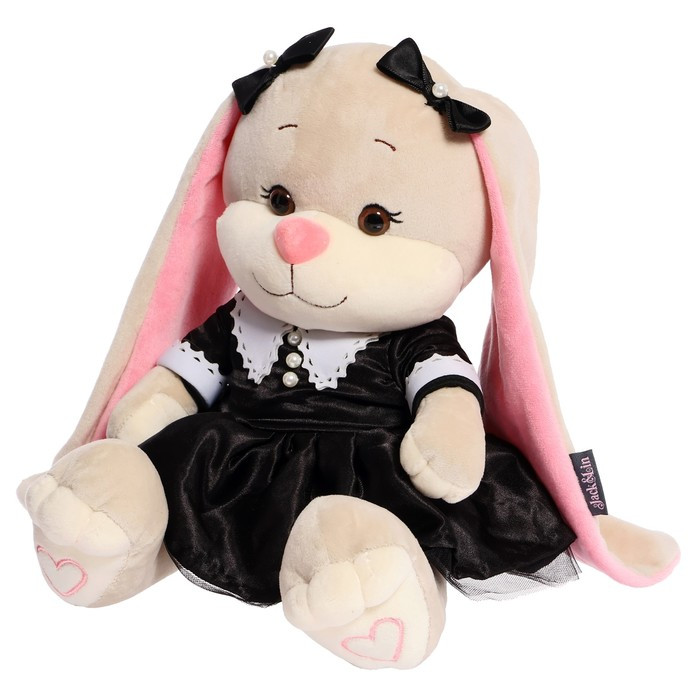 Мягкая игрушка "Зайка Лин в модном черном платье с белым воротничком", 25 см JL-04202318-25 - фото 2 - id-p223796351